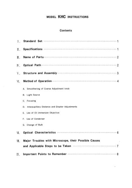 Olympus Microscope Instructions KHC