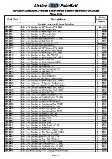 Clicca qui per scaricare il listino - iBatt