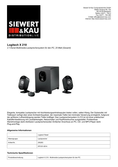 Logitech X 210 - Siewert &amp; Kau