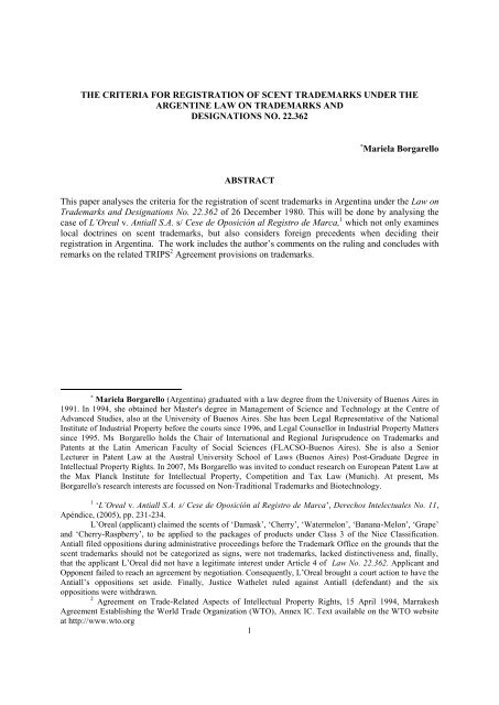 WIPO-WTO COLLOQUIUM PAPERS