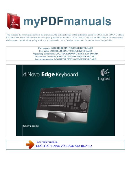 User manual LOGITECH DINOVO EDGE KEYBOARD -