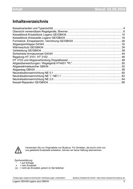 Stand: 02.08.2004 Inhaltsverzeichnis - Buderus
