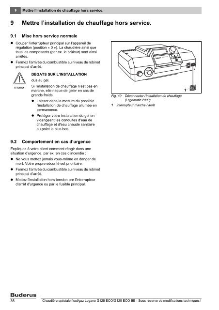 Notice de montage et d'entretien Logano G125 ECO et ... - Buderus