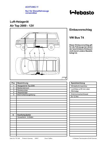 Luft-Heizgerät Air Top 2000 - 12V Einbauvorschlag ... - VW-Bus-T4.de