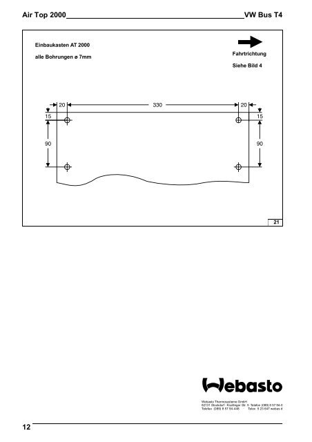 Luft-Heizgerät Air Top 2000 - 12V Einbauvorschlag ... - VW-Bus-T4.de