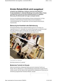 Kinder-Rehab-Klinik wird ausgebaut - Klinik Judendorf-Straßengel