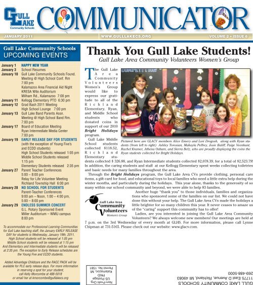 Thank You Gull Lake Students! Gull Lake Community Schools