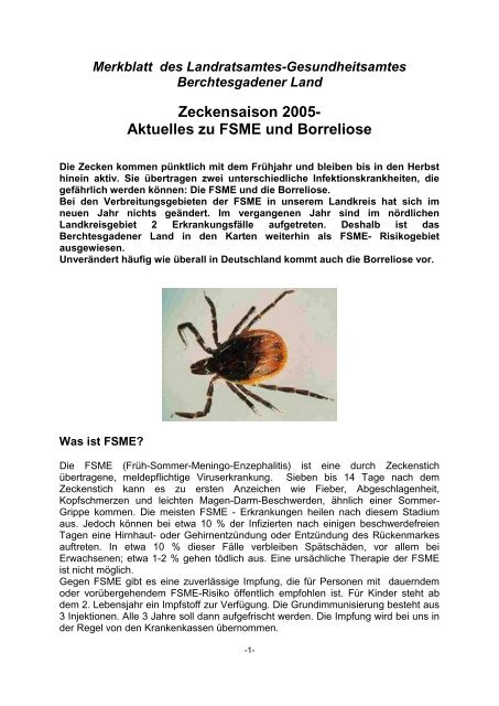 Aktuelles zu FSME und Borreliose - Landratsamt Berchtesgadener ...