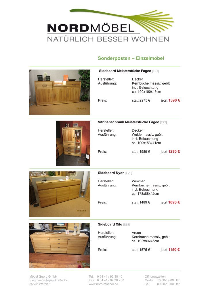 9 free Magazines from NORD.MOEBEL.DE