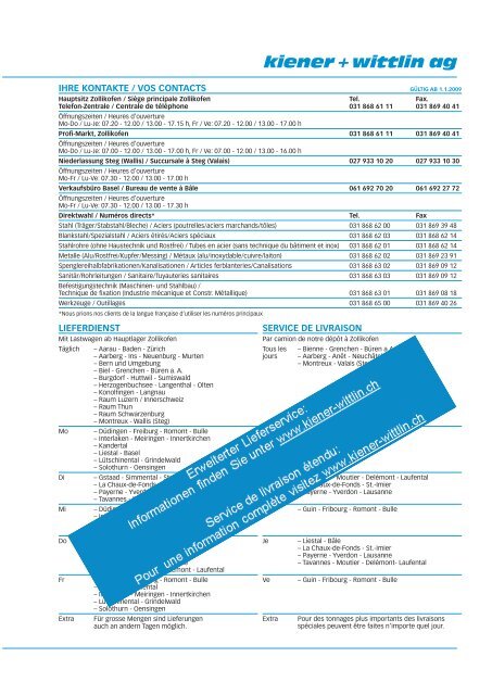 Preisliste Errex® Liste de prix Errex® 2010 - kiener + wittlin ag