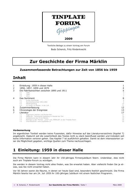 Zur Geschichte der Firma Märklin - Tin Plate Fan