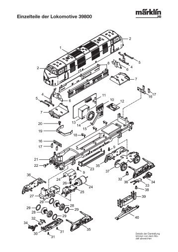 Einzelteile der Lokomotive 39800