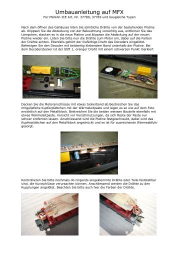 Umbauanleitung auf MFX - E.N. Electronic
