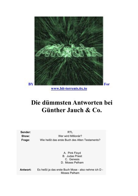 Die dümmsten Antworten bei Günther Jauch & Co