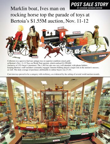 Marklin boat, Ives man on rocking horse top the ... - Bertoia Auctions