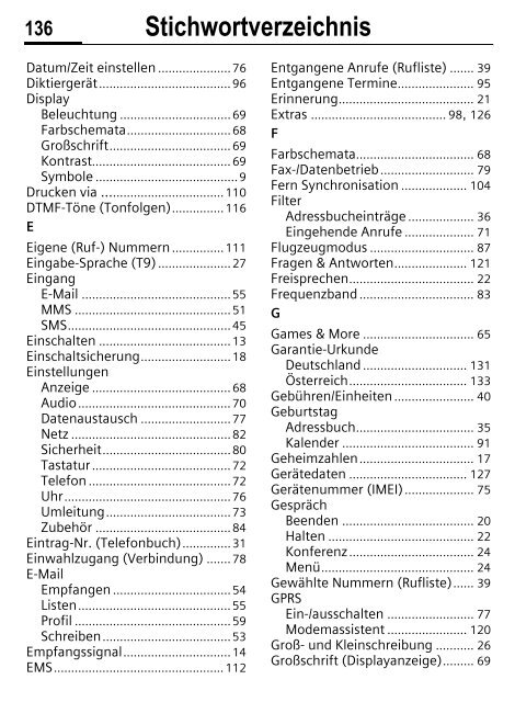 Einstellungen - Altehandys.de