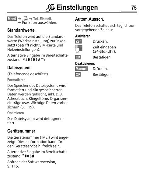 Einstellungen - Altehandys.de