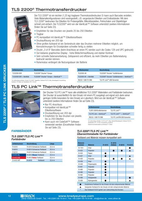 BRADY Kennzeichnung im Laborbereich - Zillner Elektronik GmbH