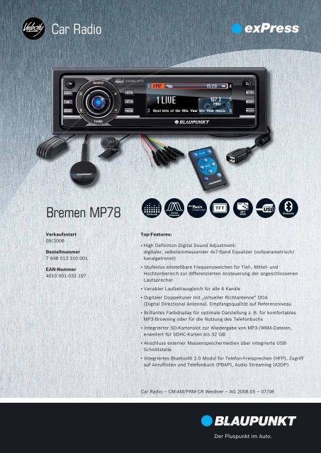 Car Radio Bremen MP78