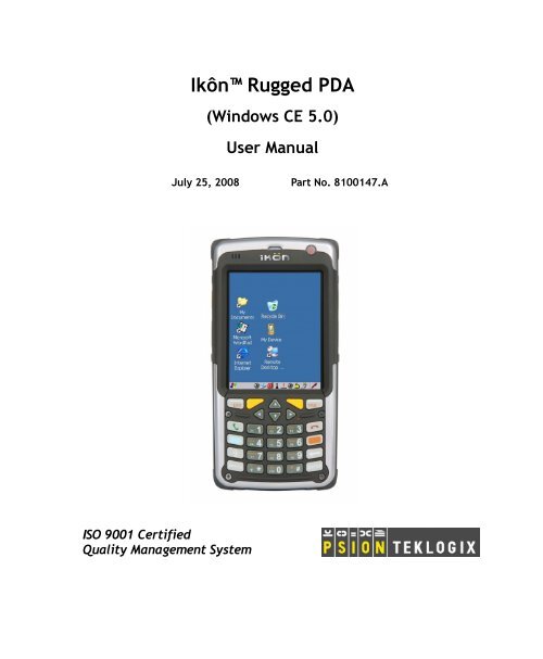 Ikôn Rugged PDA User Manual (Win CE 5.0) - Psion