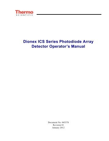 Dionex PDA Photodiode Array Detector Operator's Manual