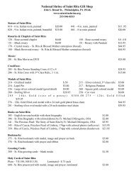 Gift Shop Pricelist - National Shrine of Saint Rita of Cascia