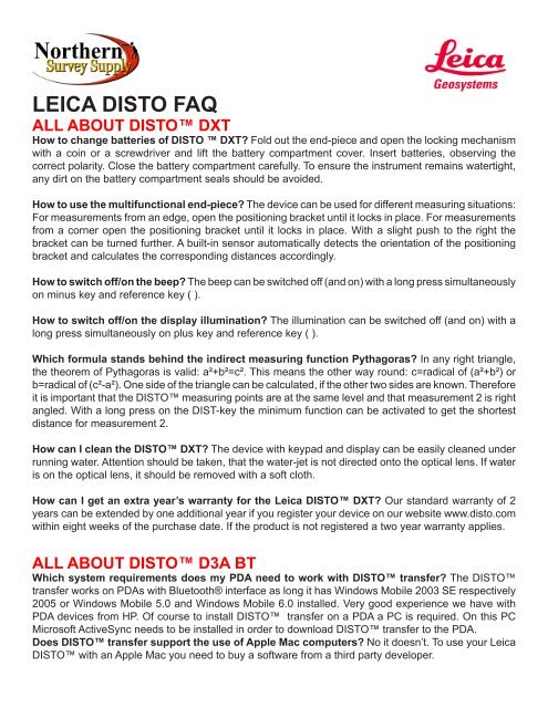 LEICA DISTO FAQ