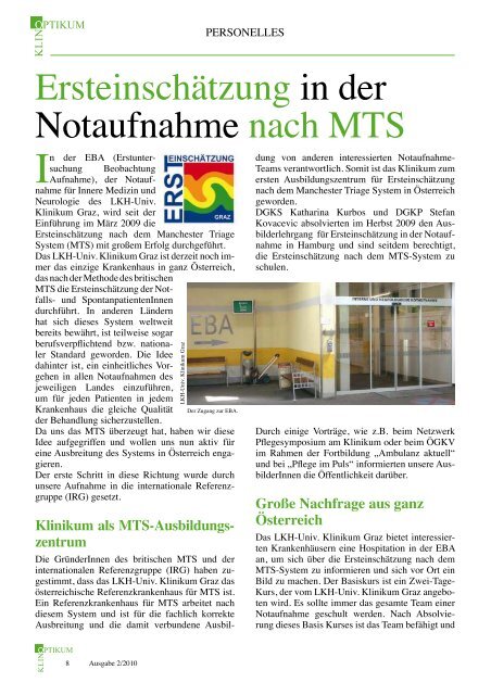 Ersteinschätzung in der Notaufnahme nach MTS - LKH-Univ ...