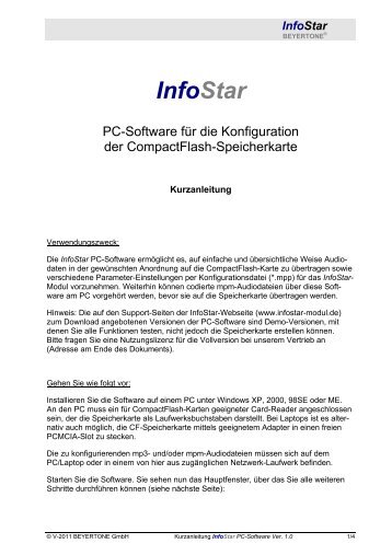InfoStar PC-Software - Infostar Modul