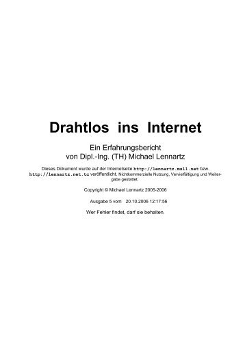 Drahtlos ins Internet - Michael Lennartz Homepage - MS11.net