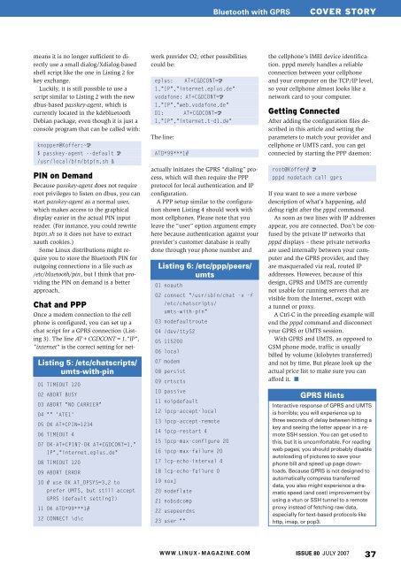 Using your mobile phone as a wireless modem - Linux Magazine