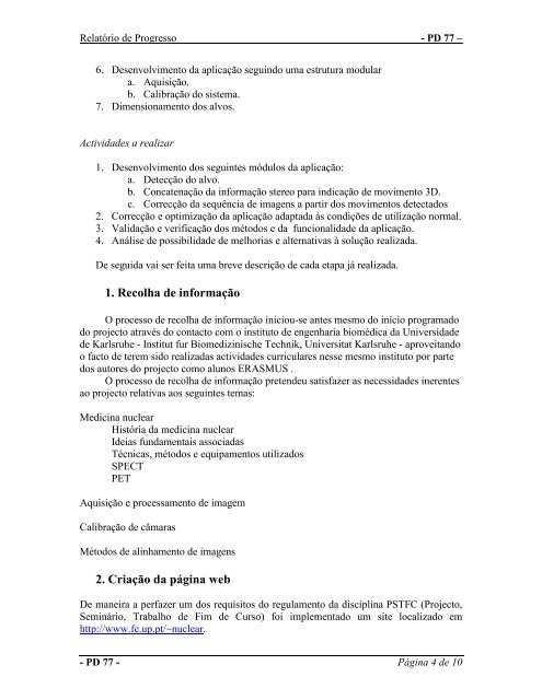 Relatório de Progresso - Faculdade de Engenharia da Universidade ...