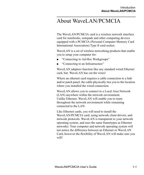 WaveLAN/PCMCIA User's guide - web server