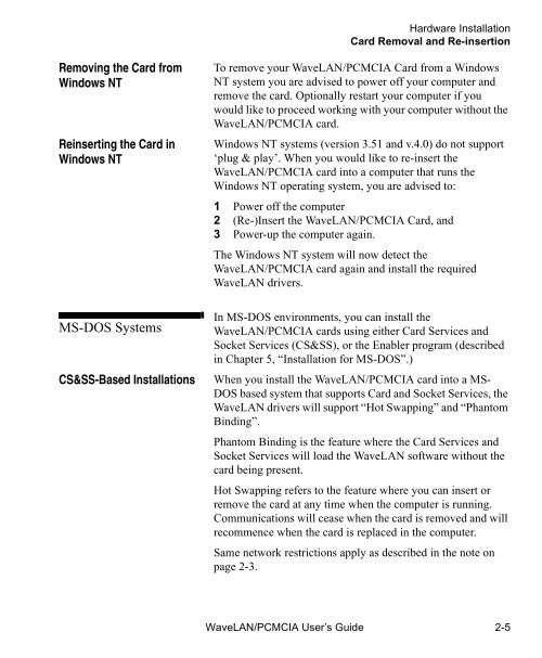 WaveLAN/PCMCIA User's guide - web server