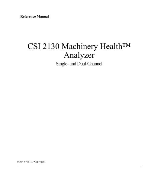 CSI 2130 Reference Manual - Emerson Process Management