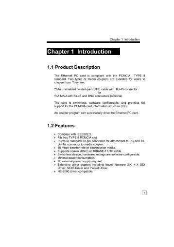 Chapter 1 Introduction 1.1 Product Description - SCM PC-Card GmbH