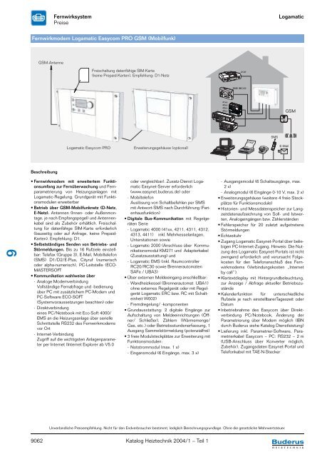 Logamatic Fernwirksystem Katalog Heiztechnik 2004/1 ... - Buderus