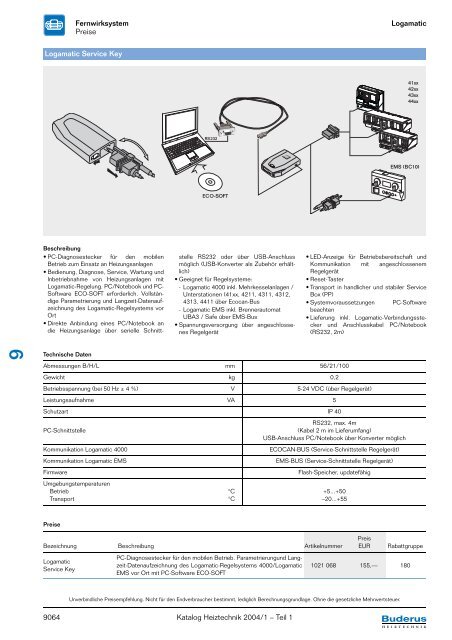 Logamatic Fernwirksystem Katalog Heiztechnik 2004/1 ... - Buderus