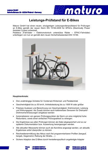 Leistungs-Prüfstand für E-Bikes - Maturo GmbH