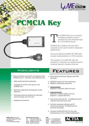 PCMCIA Key - I+ME ACTIA GmbH