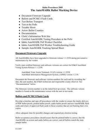 The AutoMARK Ballot Marking Device - Idaho Secretary of State ...