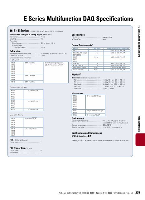 E Series Multifunction DAQ Specifications - m a