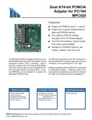 Dual 8/16-bit PCMCIA Adapter for PC/104 MPC420 - Micro/sys, Inc.