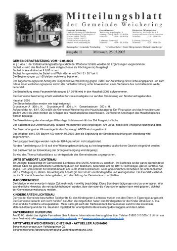 Ausgabe 11 Mittwoch, 25.05.2005 - Weichering