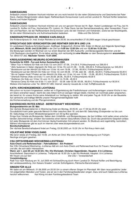 Ausgabe 11 Mittwoch, 25.05.2005 - Weichering