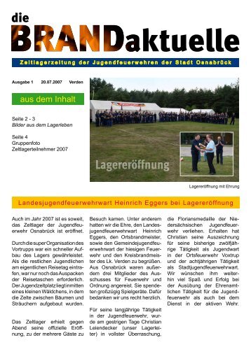 Zeltlagerzeitung vom 20.07 - Jugendfeuerwehr Osnabrück