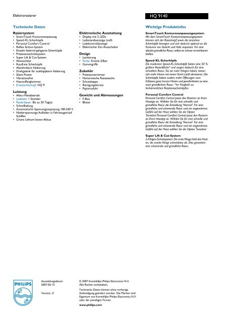 Manuall pdf Philips HQ9140/16 - Onyougo.de
