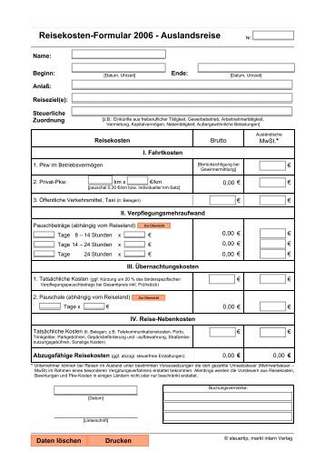 Reisekosten-Formular 2006 - Auslandsreise