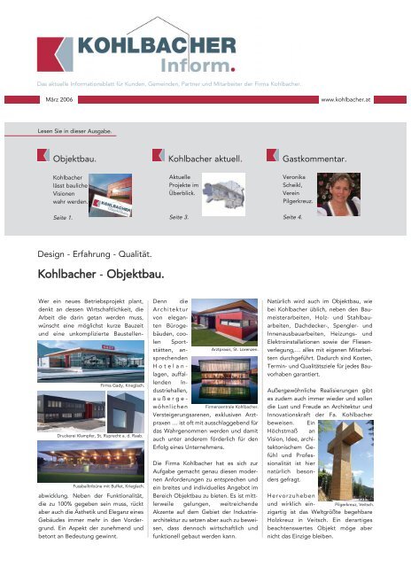 Entwur zum Druck Firma 0106_vers.qxd - Kohlbacher GmbH