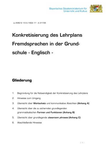 Konkretisierung des Lehrplans Fremdsprachen in der ... - ISB - Bayern